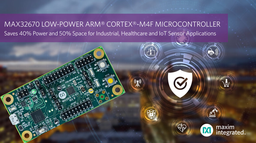 Extrem zuverlässiger Arm Cortex-M4F-Mikrocontroller von Maxim Integrated bietet branchenweit niedrigste Stromaufnahme und kleinste Größe für Industrie-, Medizintechnik- und IoT-Sensor-Anwendungen